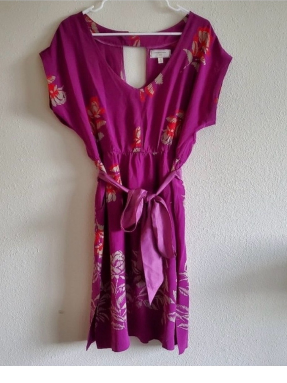 Anthropologie Purple Silk Windfall Floral Dress